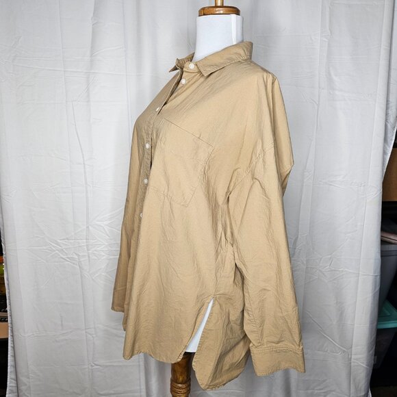 Madewell Signature Poplin Oversize Shirt Button Up Relaxed Long Sleeve Khaki M - Picture 5 of 13